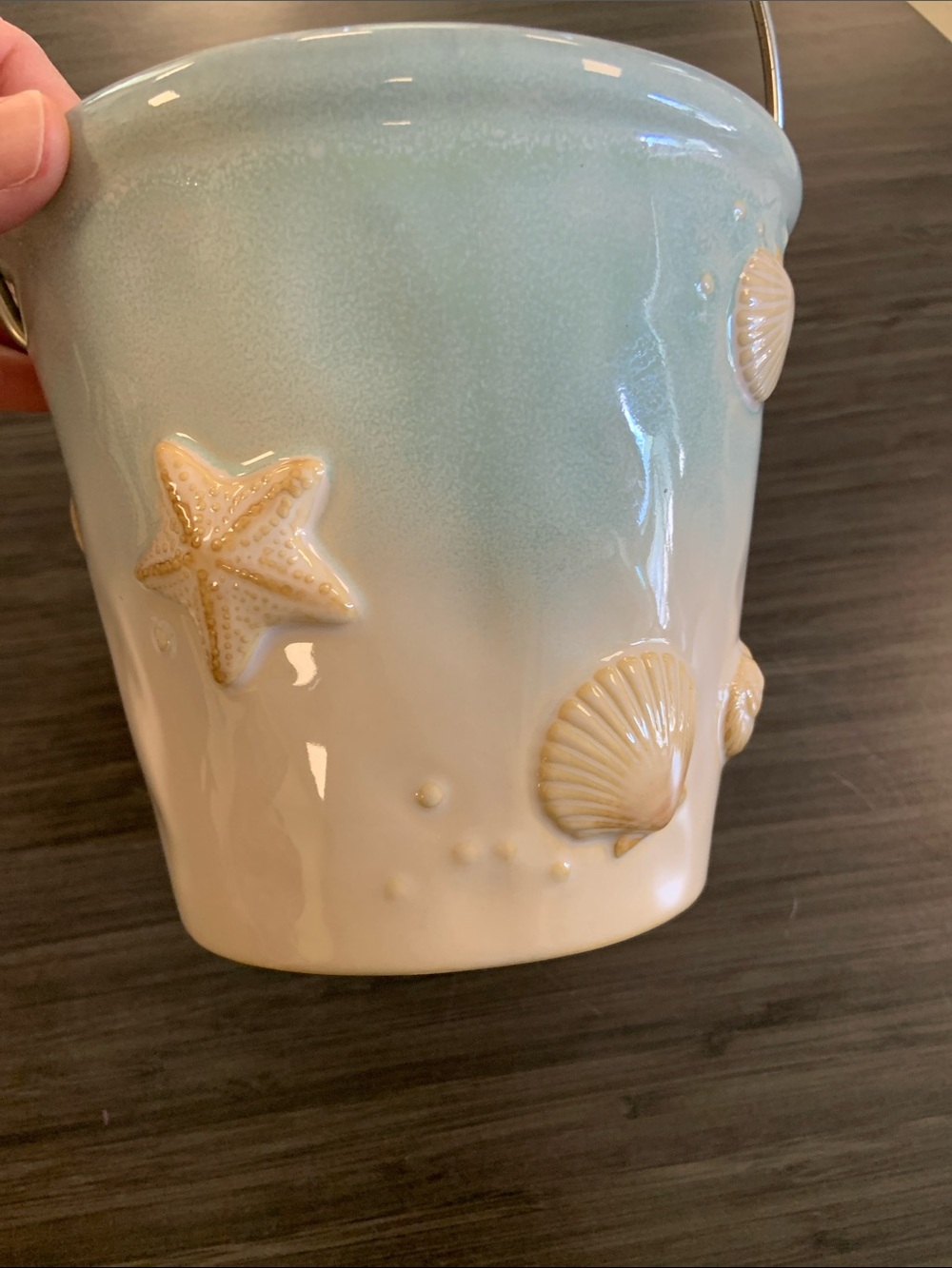 Ceramic Bucket with Seashell Design - Picture 6 of 7